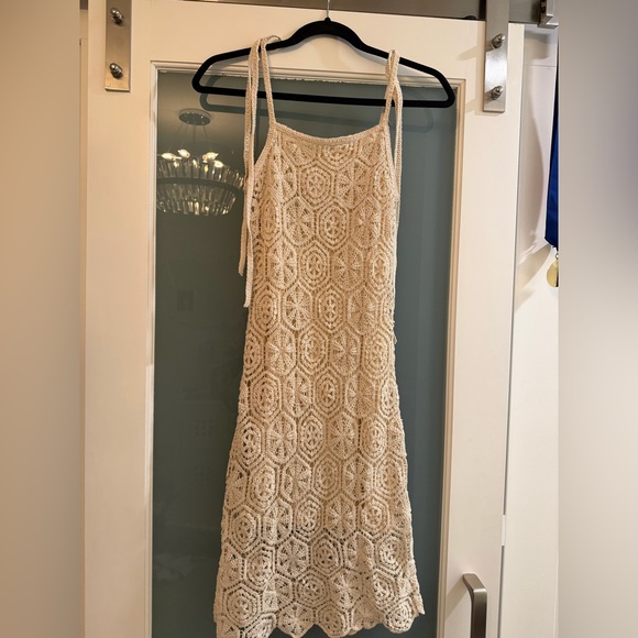 Rebellion Dresses & Skirts - Rebellion Beige Crochet Dress